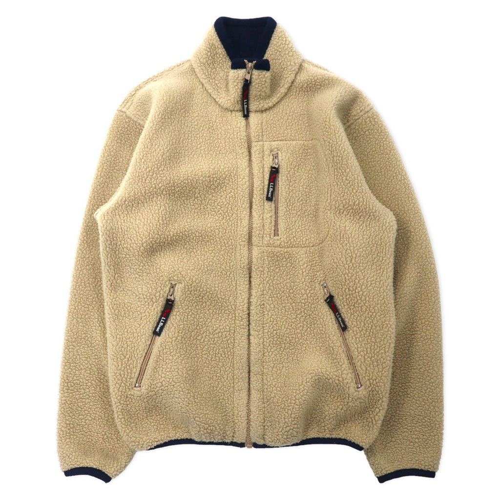 L.L.Bean USA Full Zip Fleece Jacket S Crema Poliestere 0D437