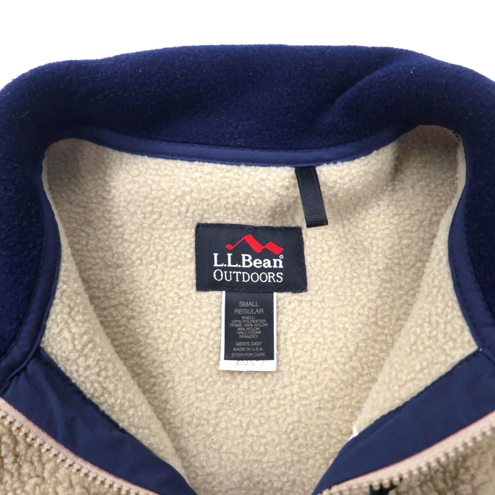 L.L.Bean USA Full Zip Fleece Jacket S Crema Poliestere 0D437