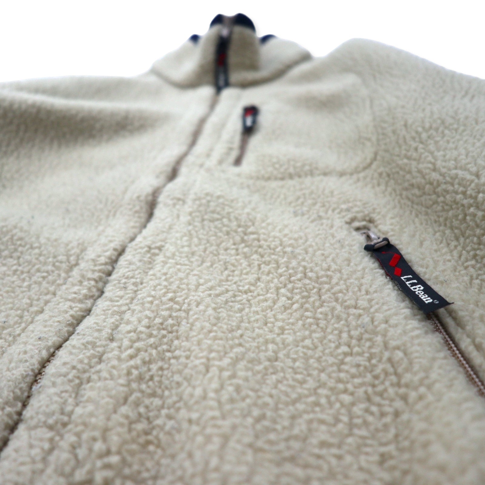 L.L.Bean USA Full Zip Fleece Jacket S Crema Poliestere 0D437