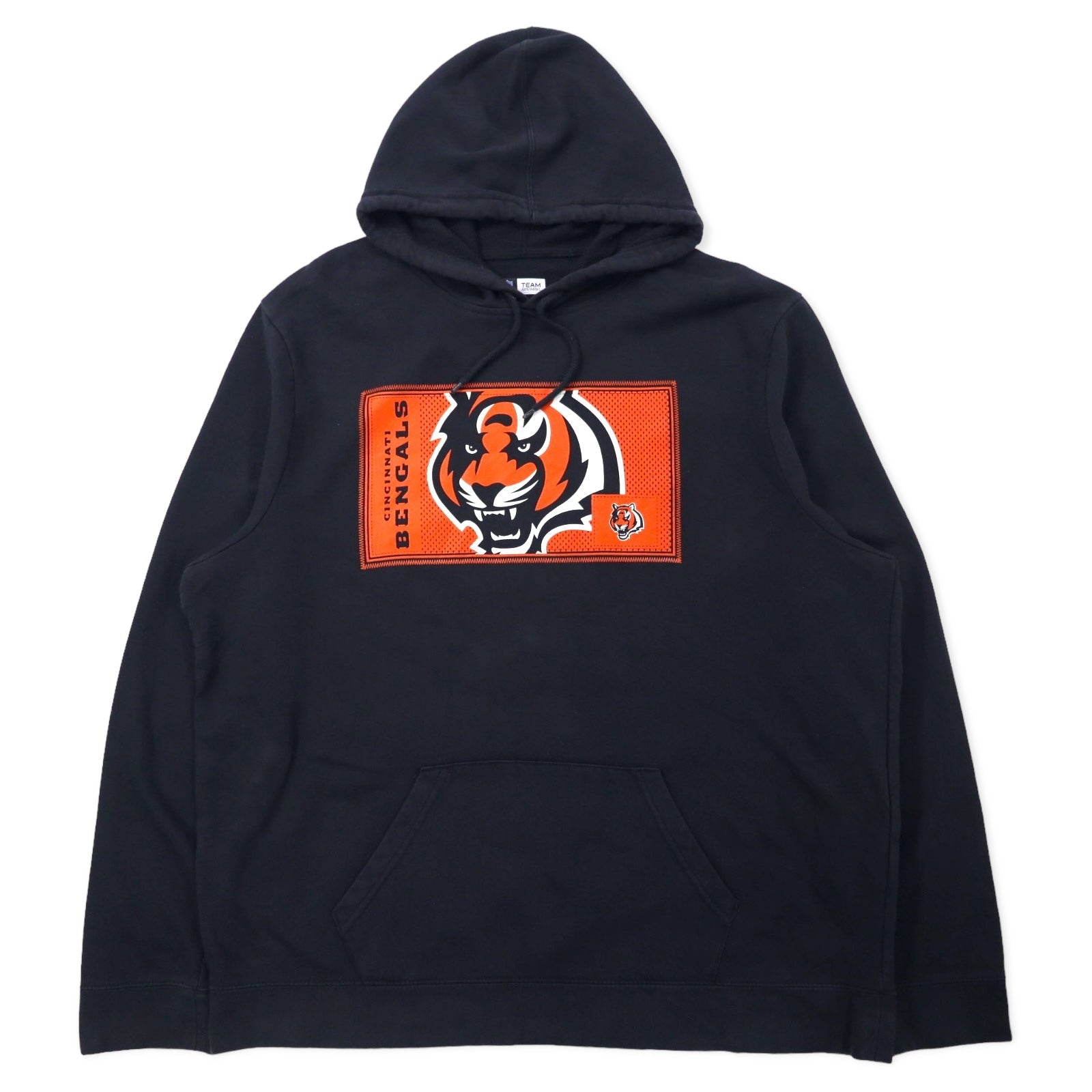 NFL TEAM APPAREL Felpa con cappuccio 2XL Nera Cotone felpato CINCINNATI BENGALS Taglia grossa Fabbricato in Pakistan