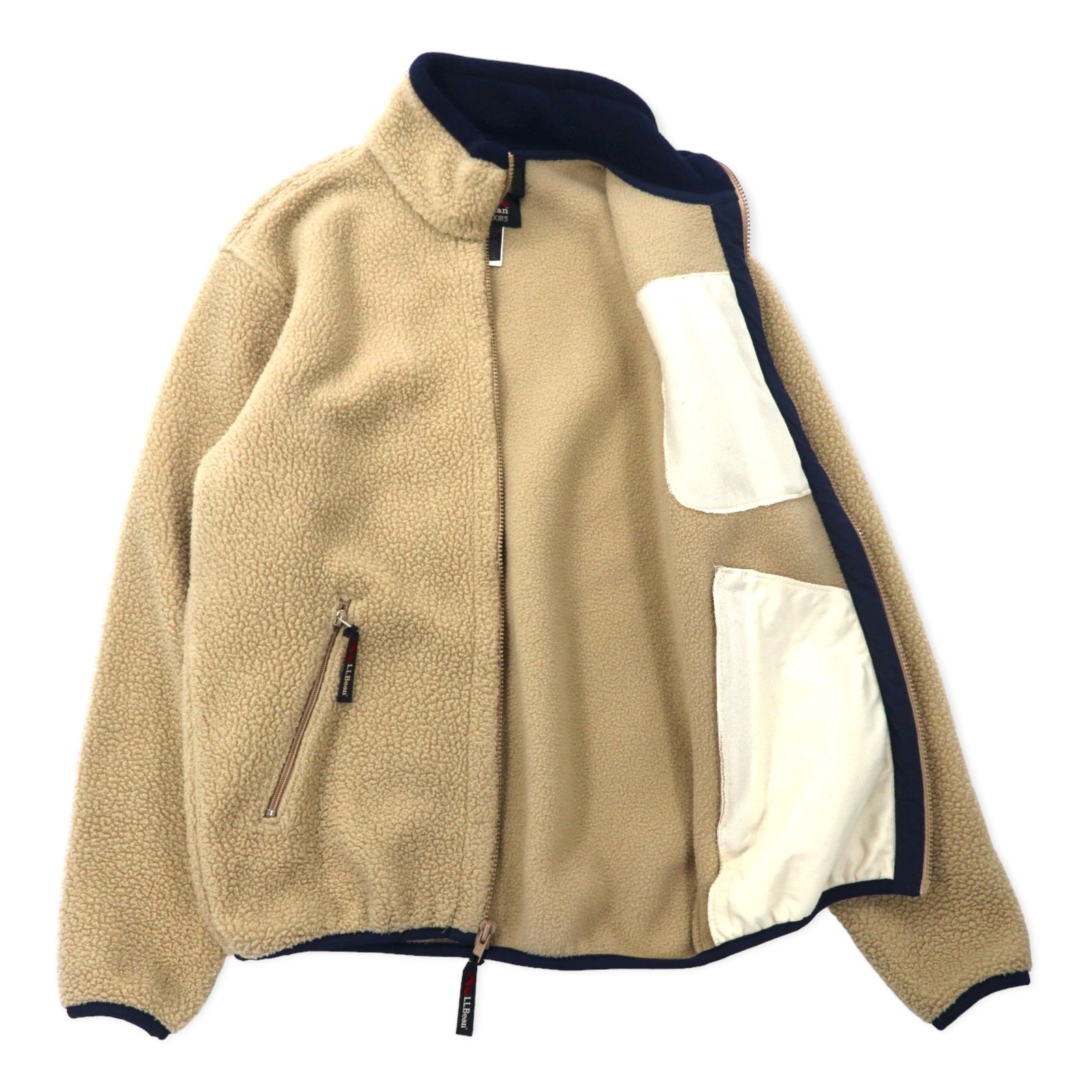 L.L.Bean USA Full Zip Fleece Jacket S Crema Poliestere 0D437