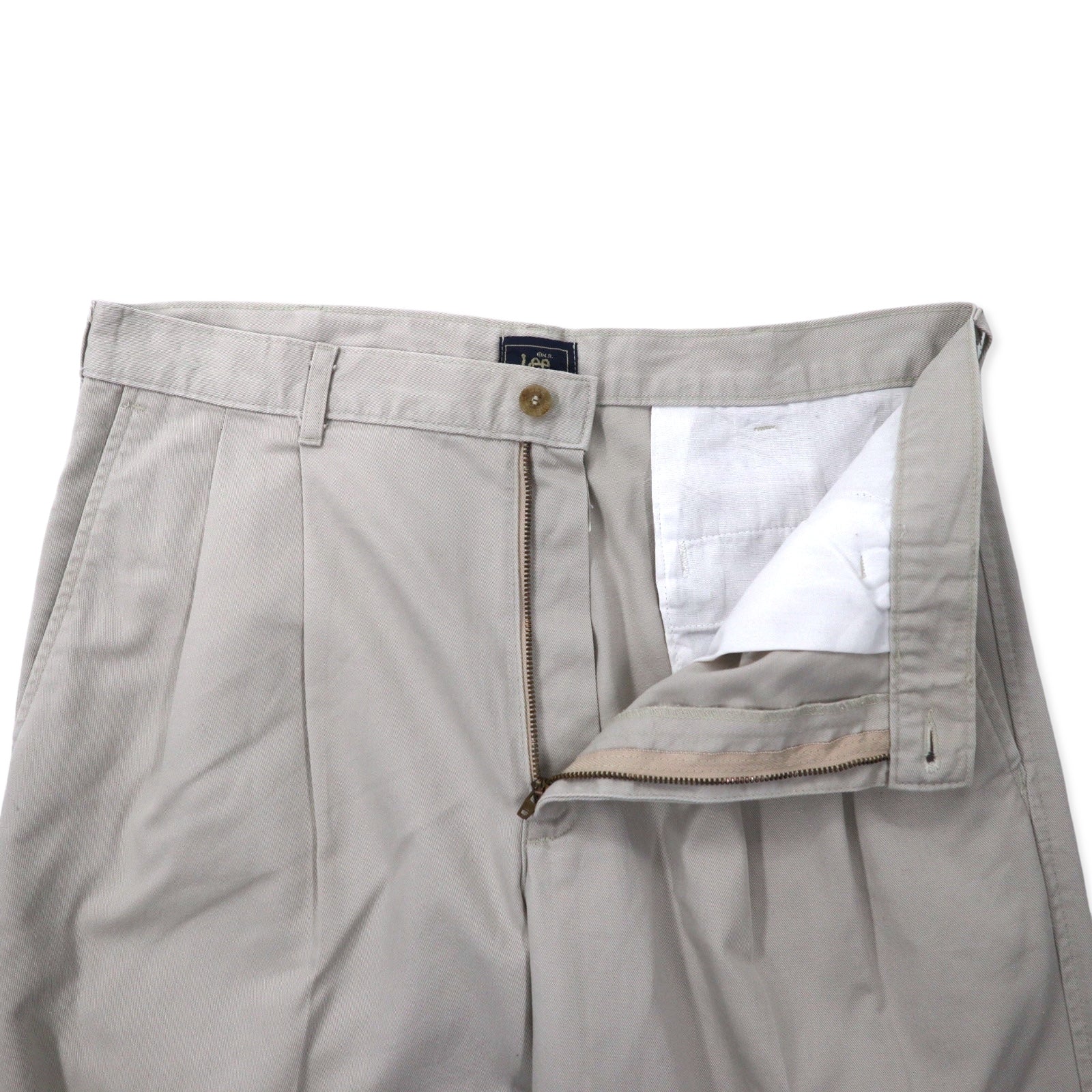 Lee Pantaloni chino affusolati a due pieghe anni '90 34 Beige Cotone Pieghe centrali