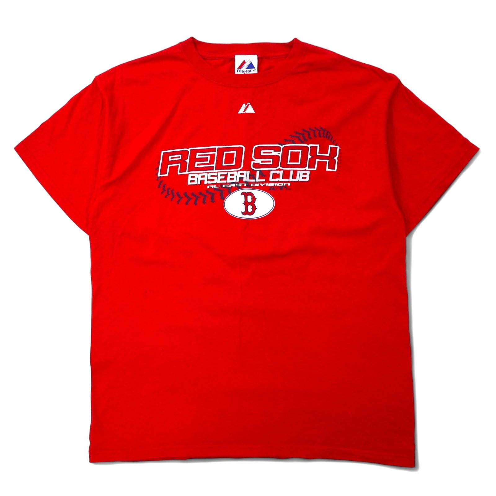 T-shirt Majestic USA made anni '00 MLB stampata, taglia L, cotone rosso RED SOX BASEBALL CLUB