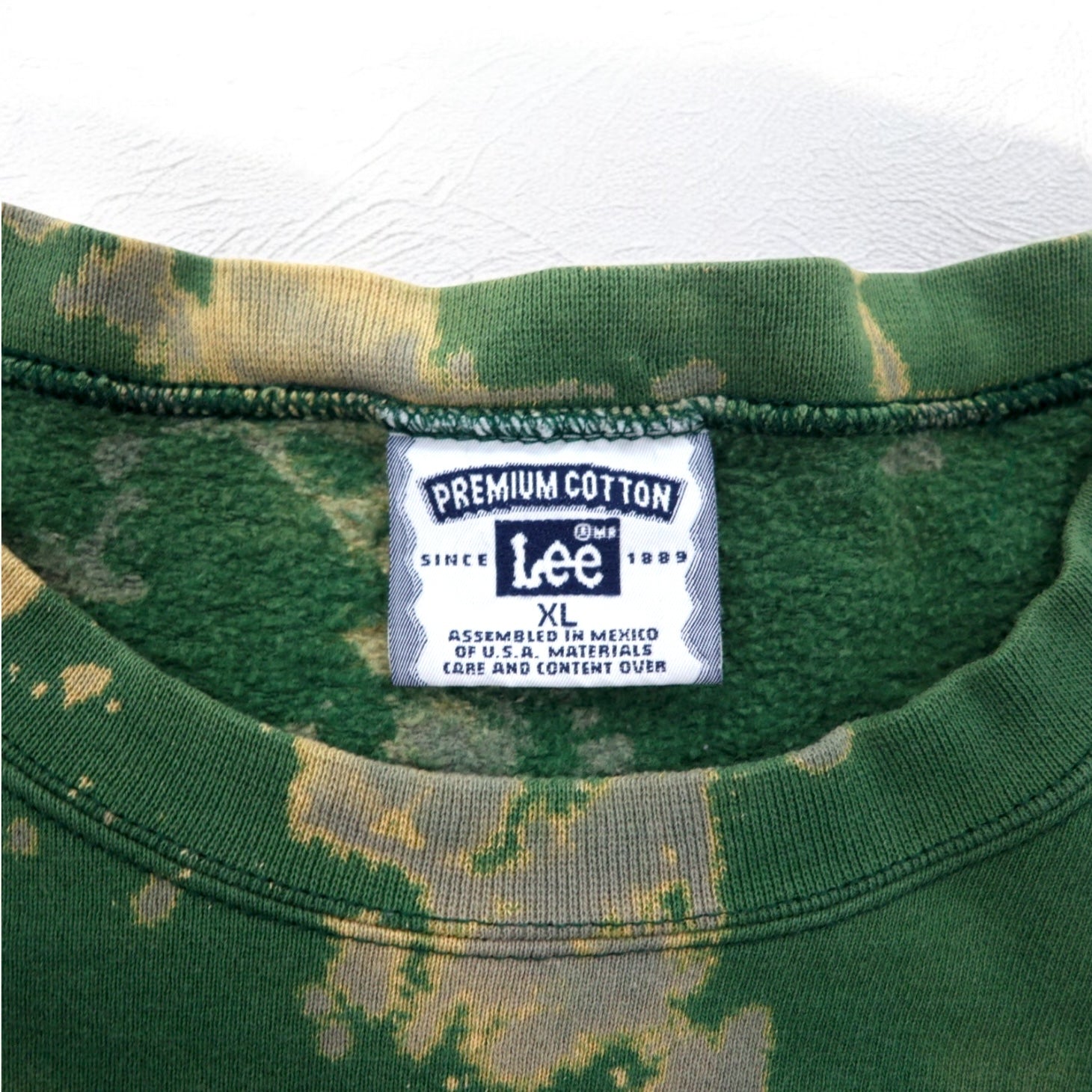 Felpa Lee anni '90 Pathway SKATEBOARDS, taglia XL, verde tie-dye, cotone premium, made in Messico.