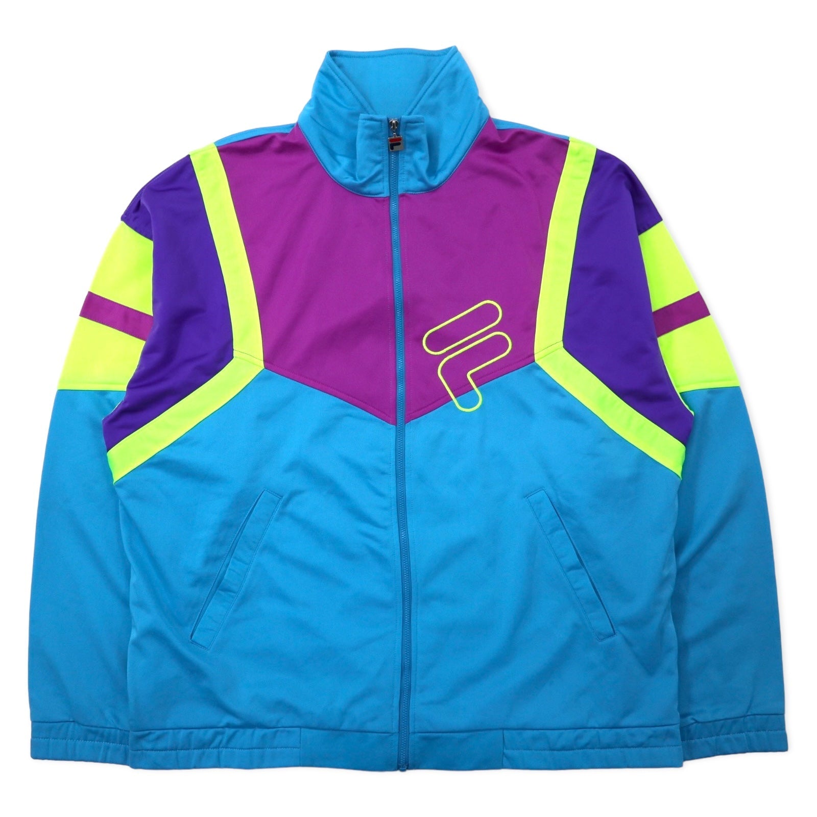 Giacca sportiva FILA anni '90, tuta, XL, blu, color block, poliestere, logo ricamato