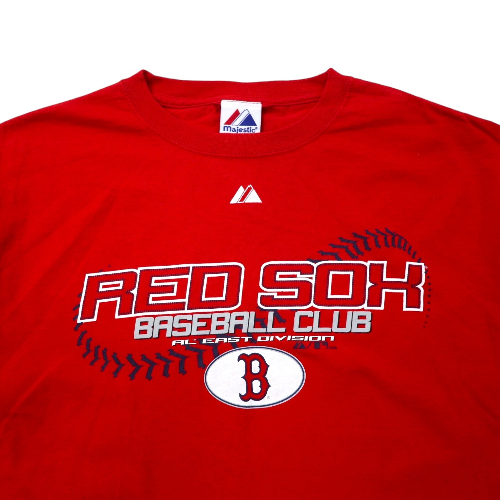 T-shirt Majestic USA made anni '00 MLB stampata, taglia L, cotone rosso RED SOX BASEBALL CLUB