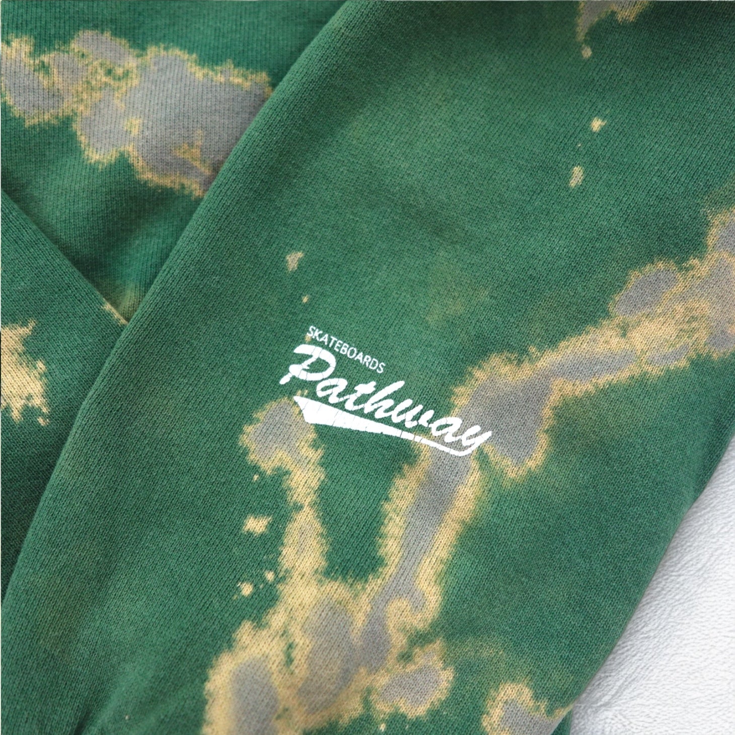 Felpa Lee anni '90 Pathway SKATEBOARDS, taglia XL, verde tie-dye, cotone premium, made in Messico.