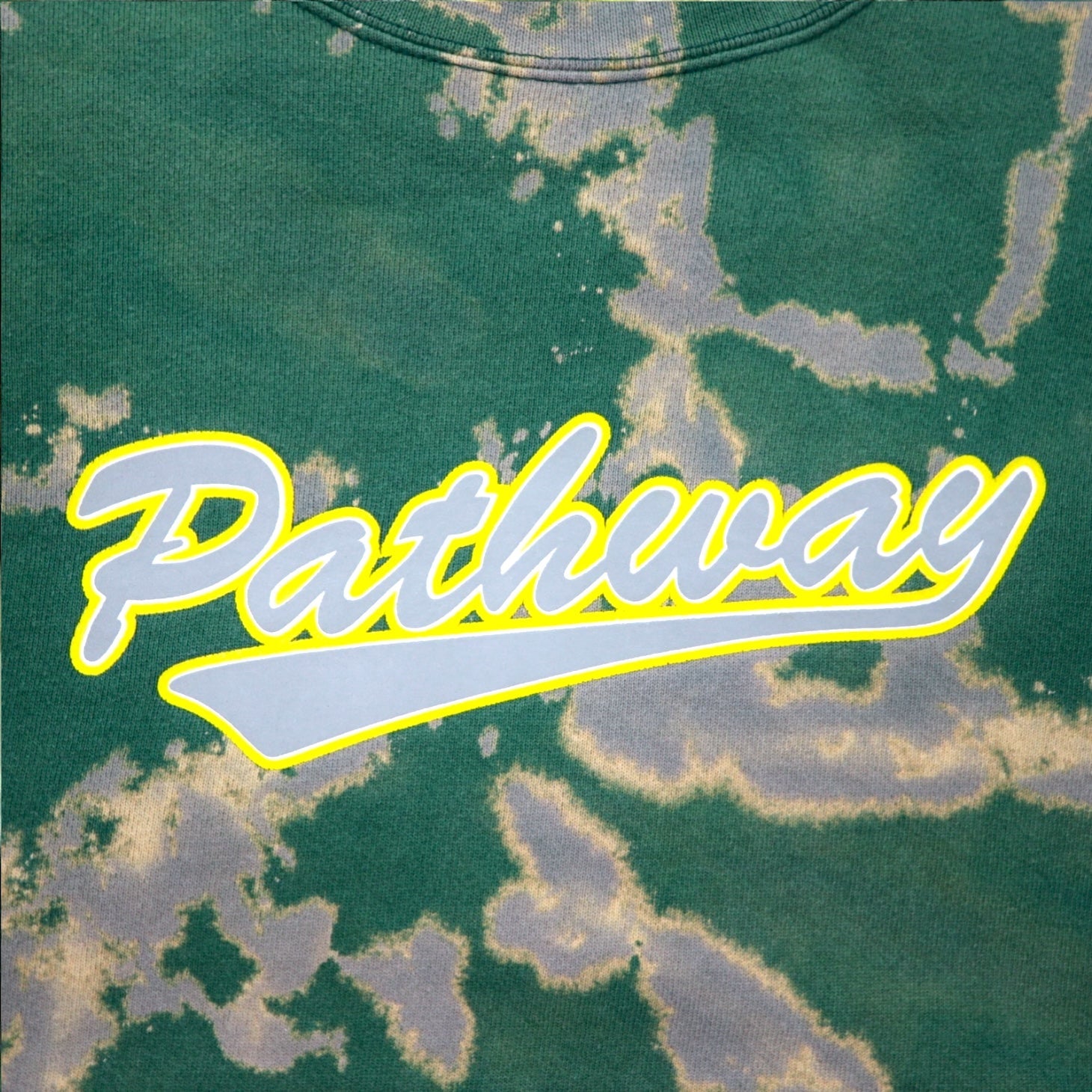 Felpa Lee anni '90 Pathway SKATEBOARDS, taglia XL, verde tie-dye, cotone premium, made in Messico.
