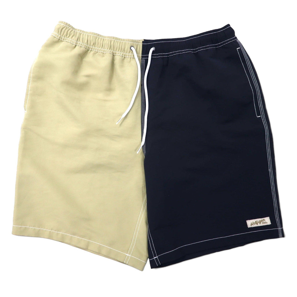 TOMMY HILFIGER pantaloncini corti facili bicolore costume da bagno M beige navy poliestere per mare e piscina