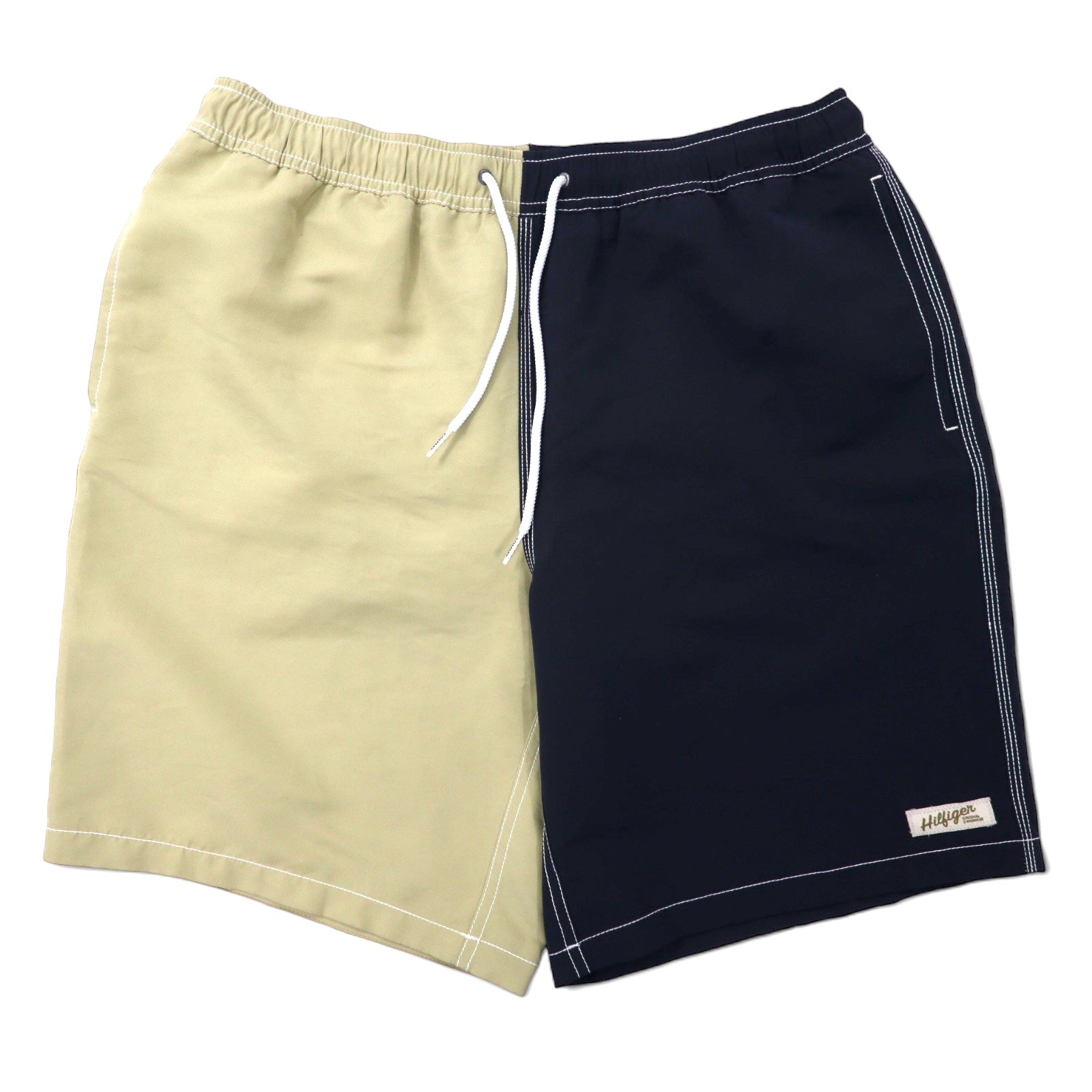 TOMMY HILFIGER pantaloncini corti facili bicolore costume da bagno M beige navy poliestere per mare e piscina