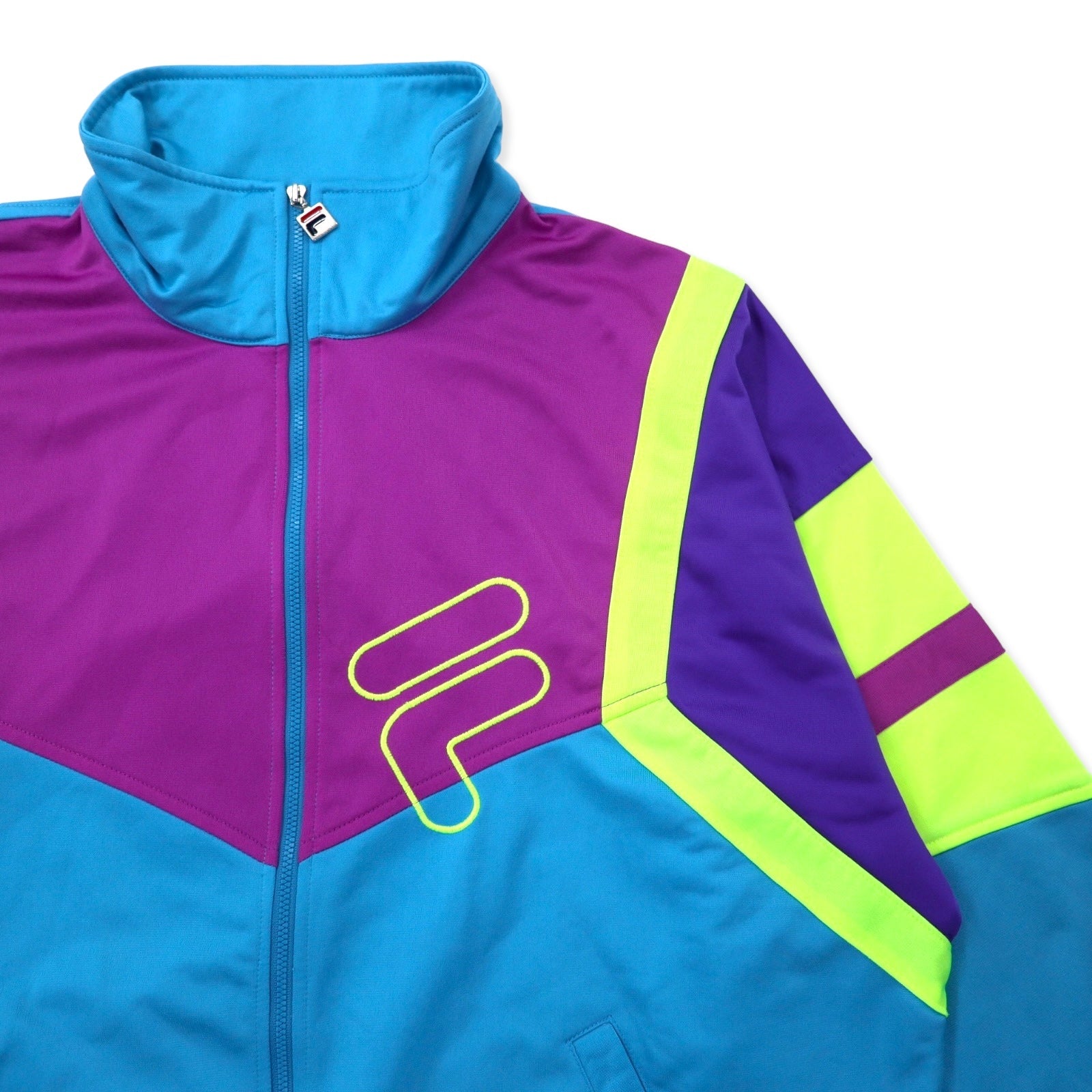 Giacca sportiva FILA anni '90, tuta, XL, blu, color block, poliestere, logo ricamato