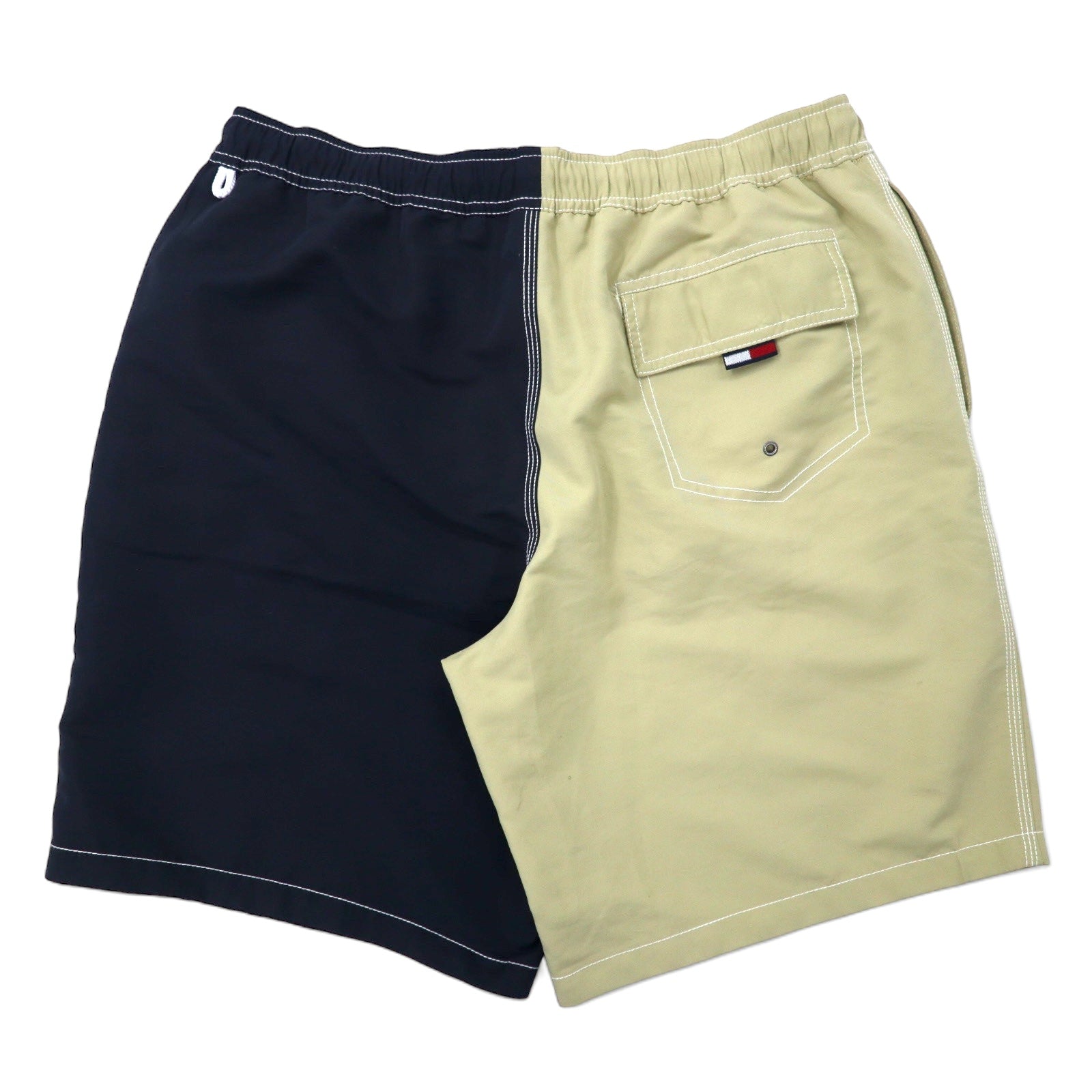 TOMMY HILFIGER pantaloncini corti facili bicolore costume da bagno M beige navy poliestere per mare e piscina