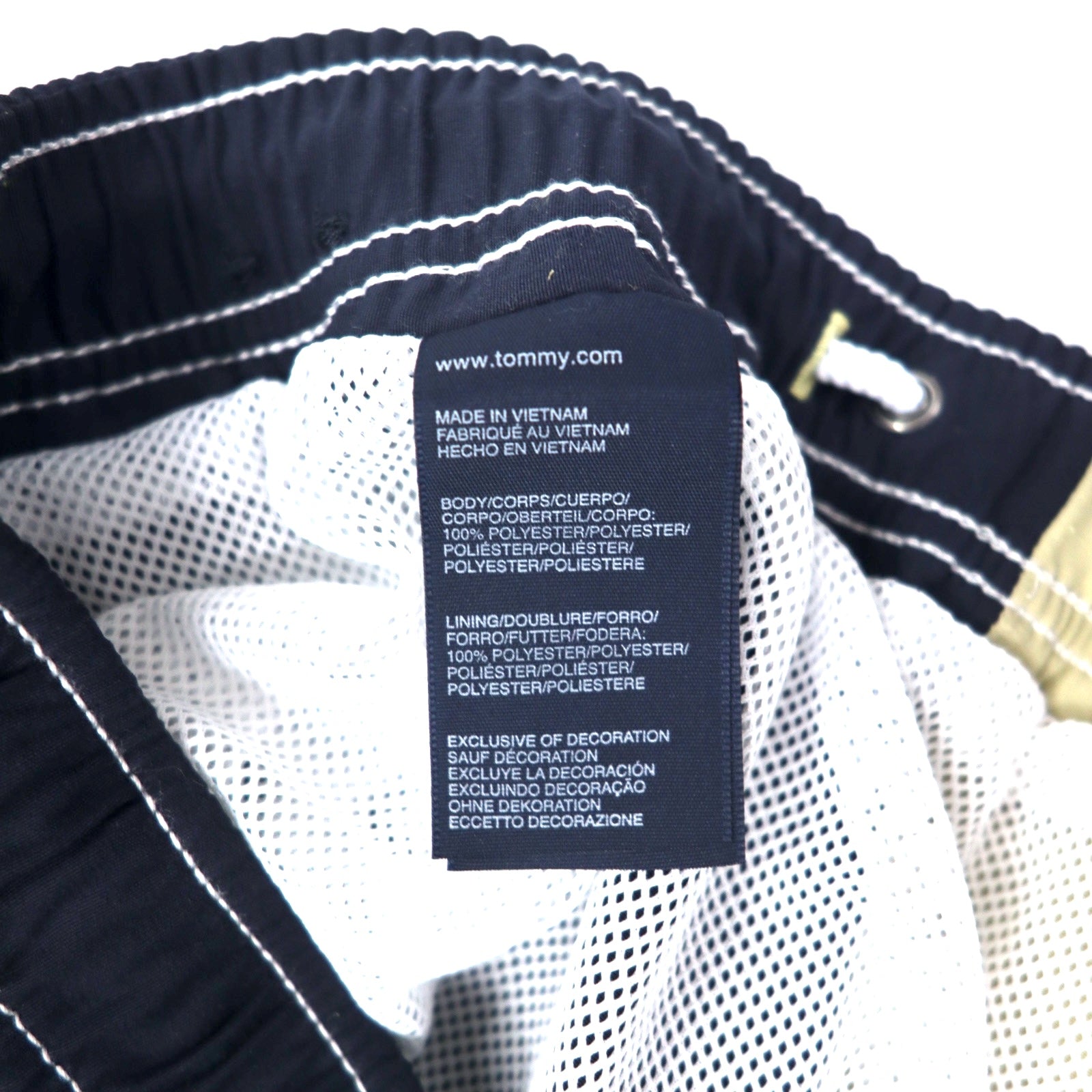 TOMMY HILFIGER pantaloncini corti facili bicolore costume da bagno M beige navy poliestere per mare e piscina