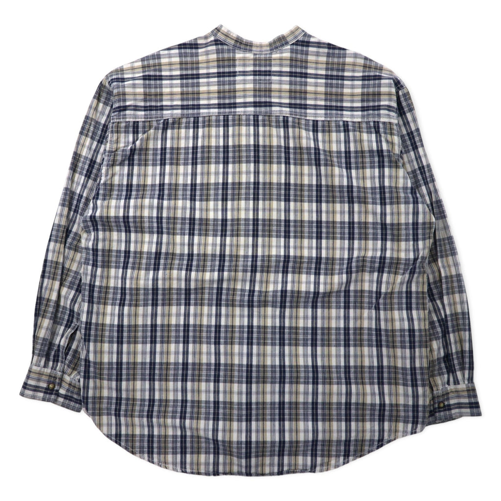 Levi's 90年代 バンドカラーシャツ XL ベージュ ネイビー チェック コットン