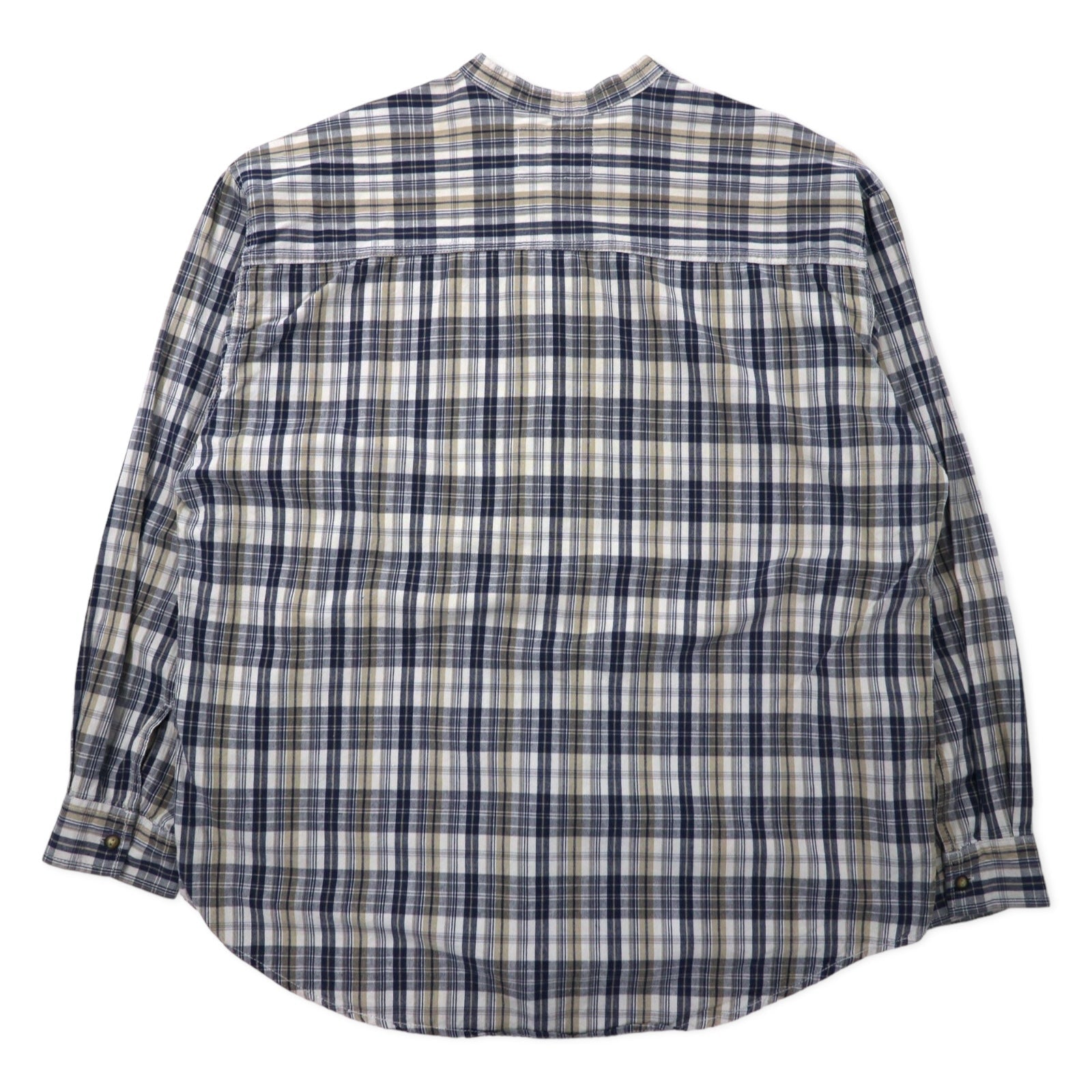 Levi's 90年代 バンドカラーシャツ XL ベージュ ネイビー チェック コットン