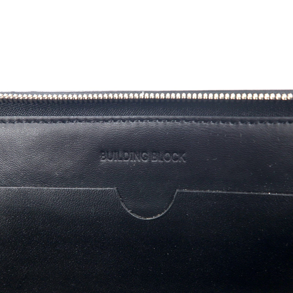 Building Block book wallet a clutch and wallet 長財布 クラッチバッグ ブラック レザー ウッドボール