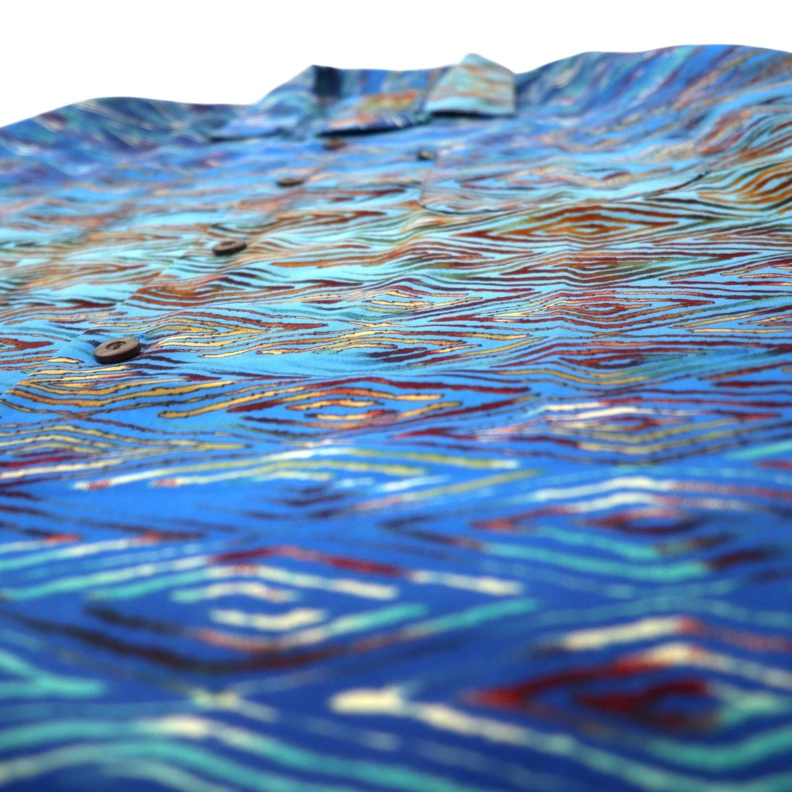 Camicia Aloha anni '90 Pineapple Connection, taglia XL, blu, fantasia all-over, poliestere, colletto aperto.