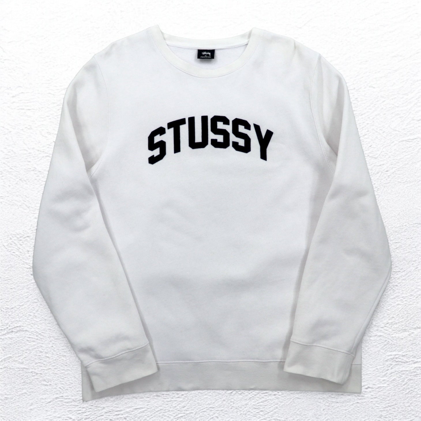 STUSSY USA MADE FELPA CON LOGO AD ARCO XL BIANCO COTONE