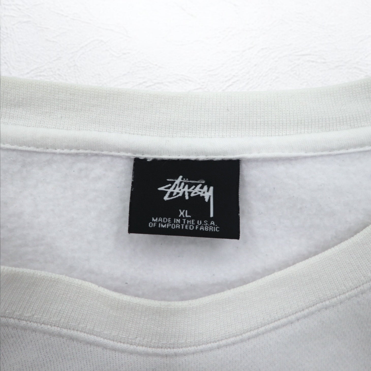 STUSSY USA MADE FELPA CON LOGO AD ARCO XL BIANCO COTONE