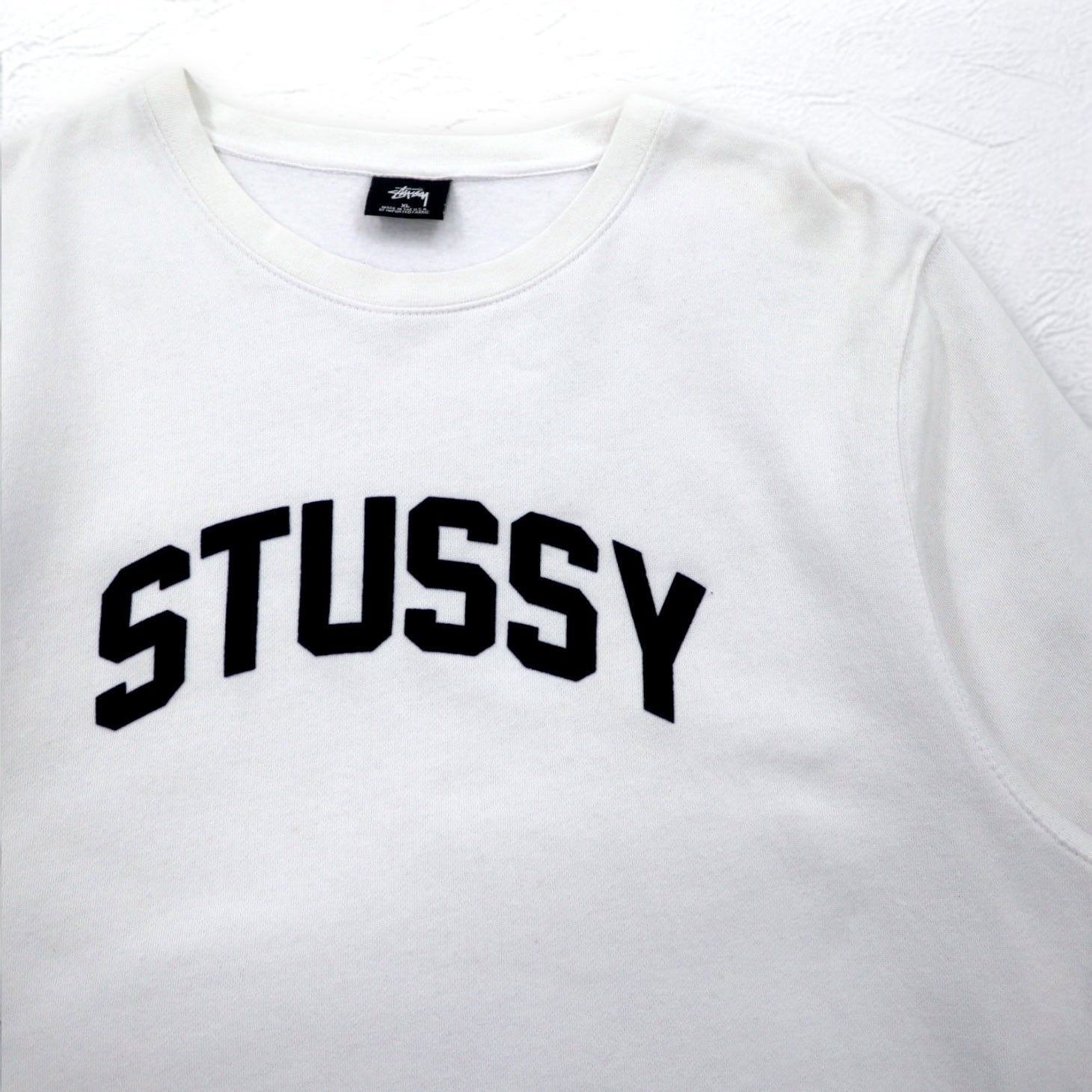 STUSSY USA MADE FELPA CON LOGO AD ARCO XL BIANCO COTONE