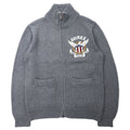 AVIREX Maglione con zip a doppio cursore da autista L Grigio Cotone Ricamo logo 6134009