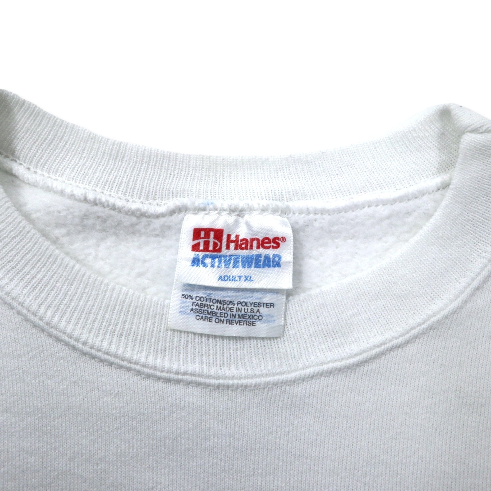 Hanes USA, felpa stampata ACTIVEWEAR anni '90, XL, bianca, in cotone felpato, COOPERSTOWN