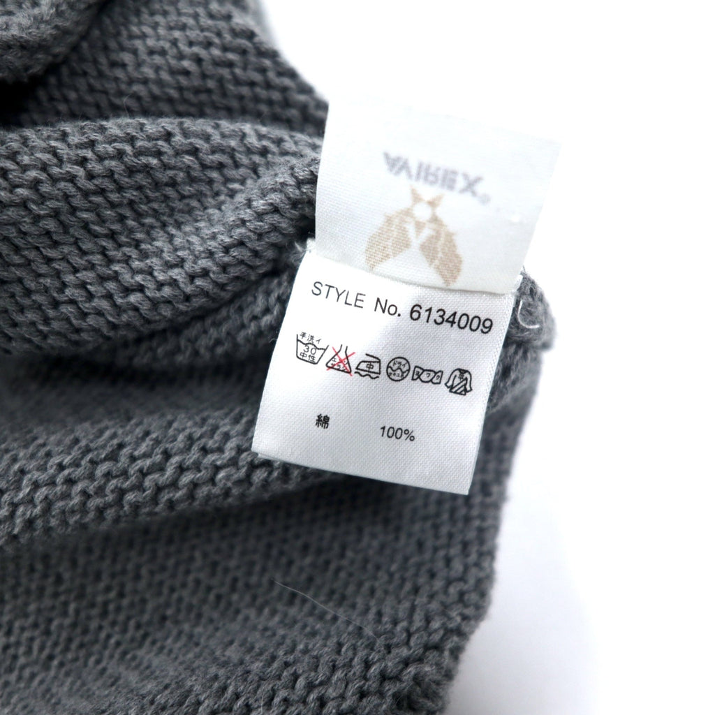 AVIREX Maglione con zip a doppio cursore da autista L Grigio Cotone Ricamo logo 6134009