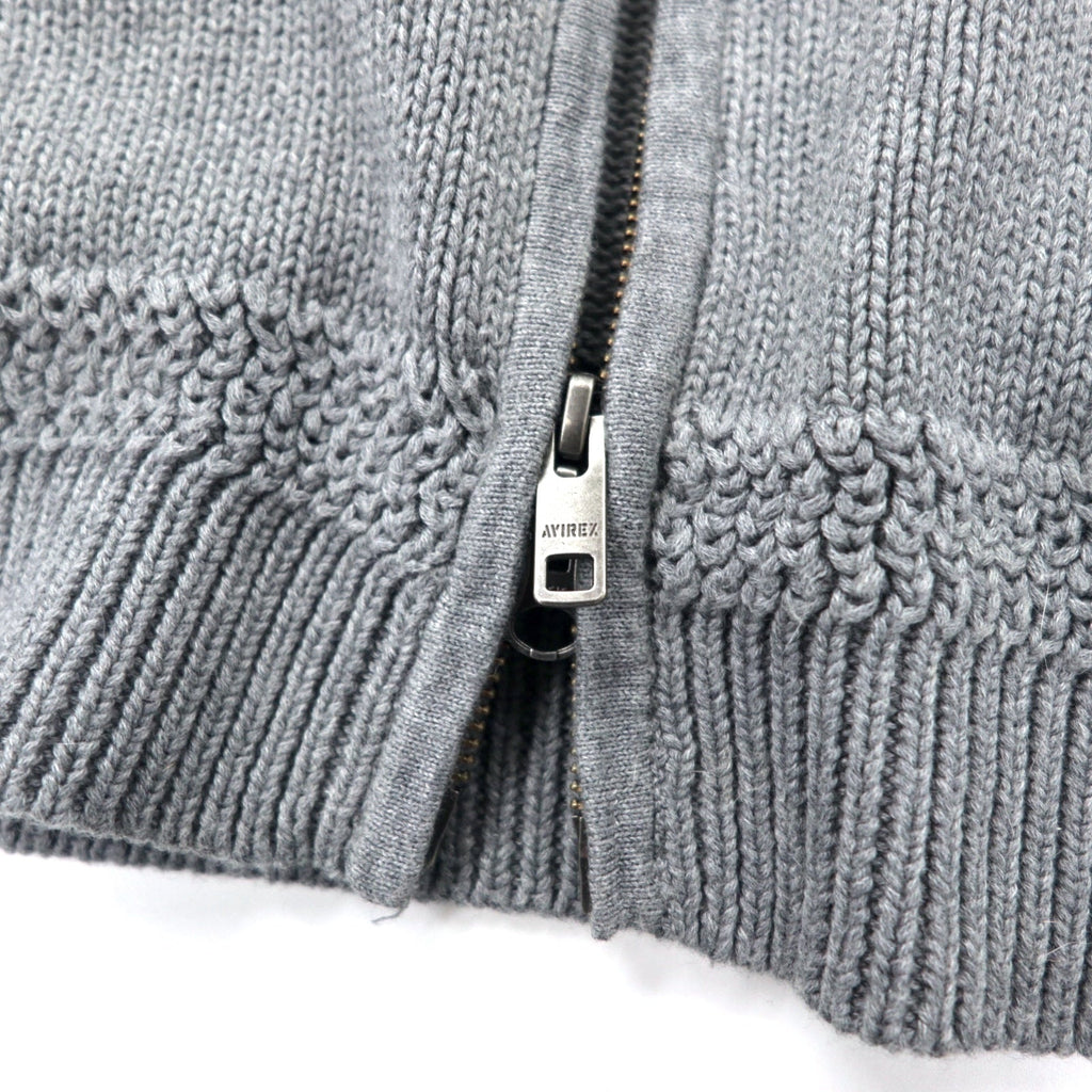 AVIREX Maglione con zip a doppio cursore da autista L Grigio Cotone Ricamo logo 6134009