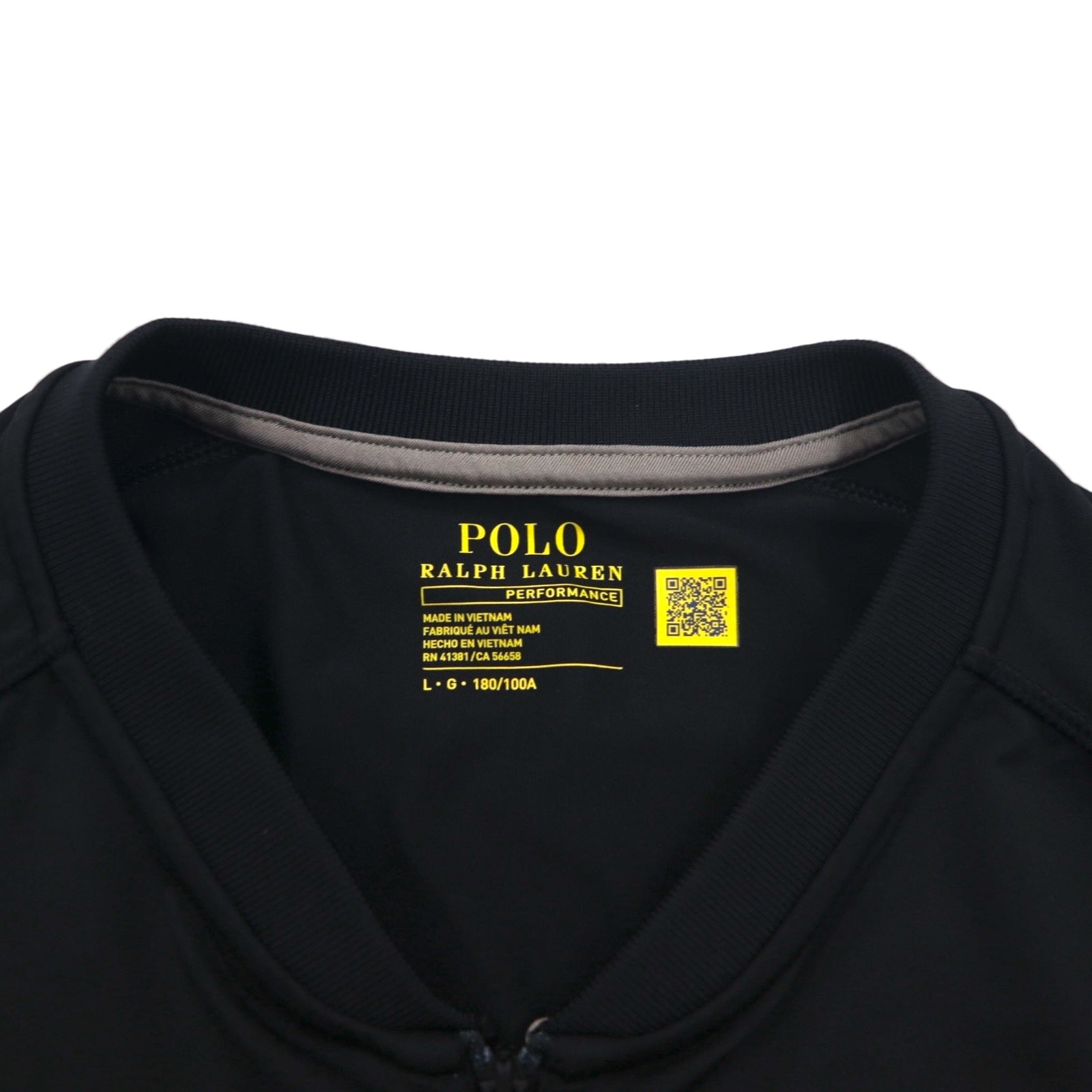 POLO RALPH LAUREN T-shirt performance Dry-Fit L nera mezza zip tasche laterali