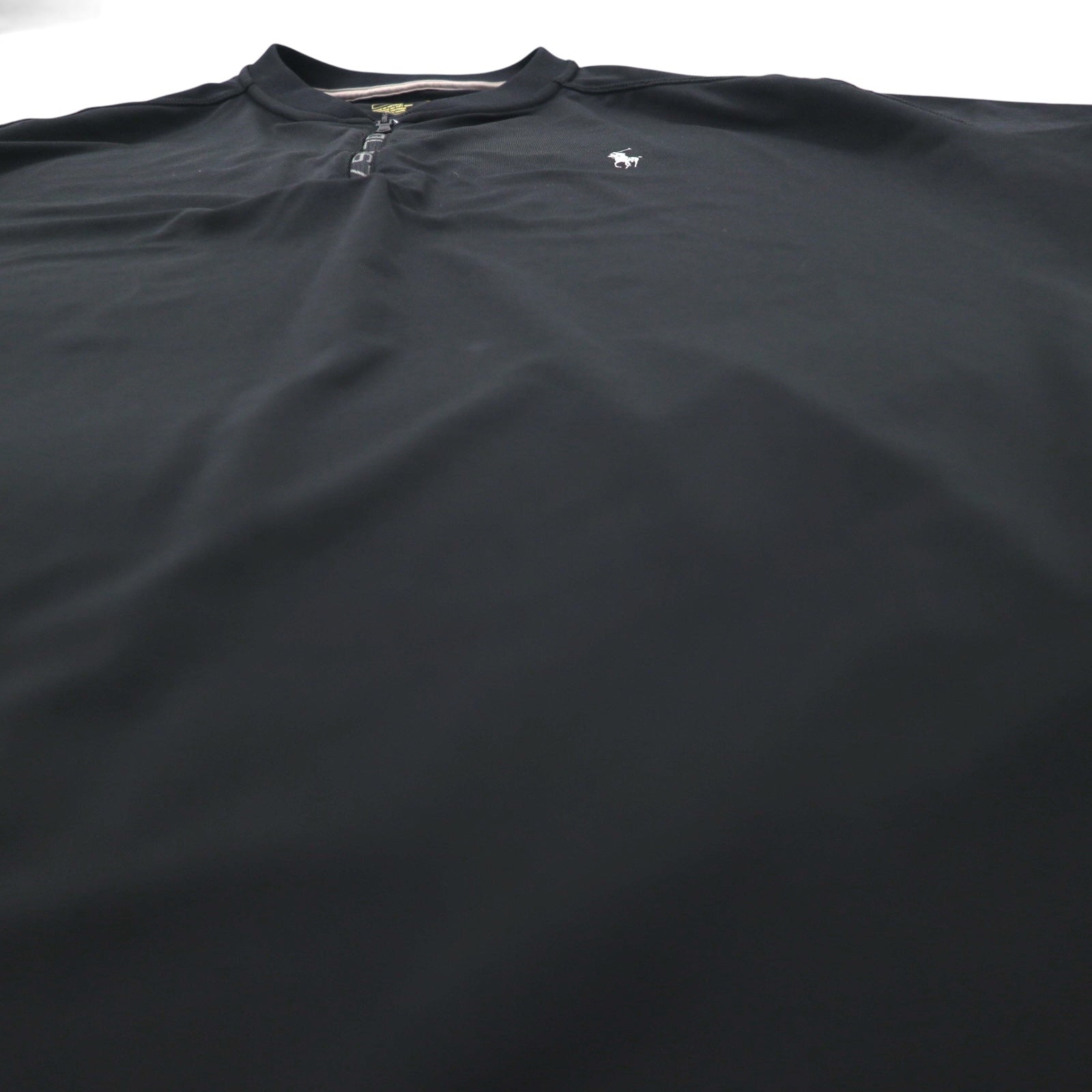 POLO RALPH LAUREN T-shirt performance Dry-Fit L nera mezza zip tasche laterali