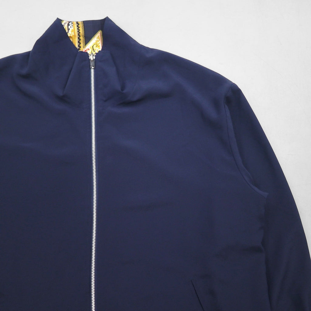 90s Vintage Reversible Satin Jacket リバーシブル サテンジャケット XL ネイビー 総柄 スカーフ ペイズリー柄