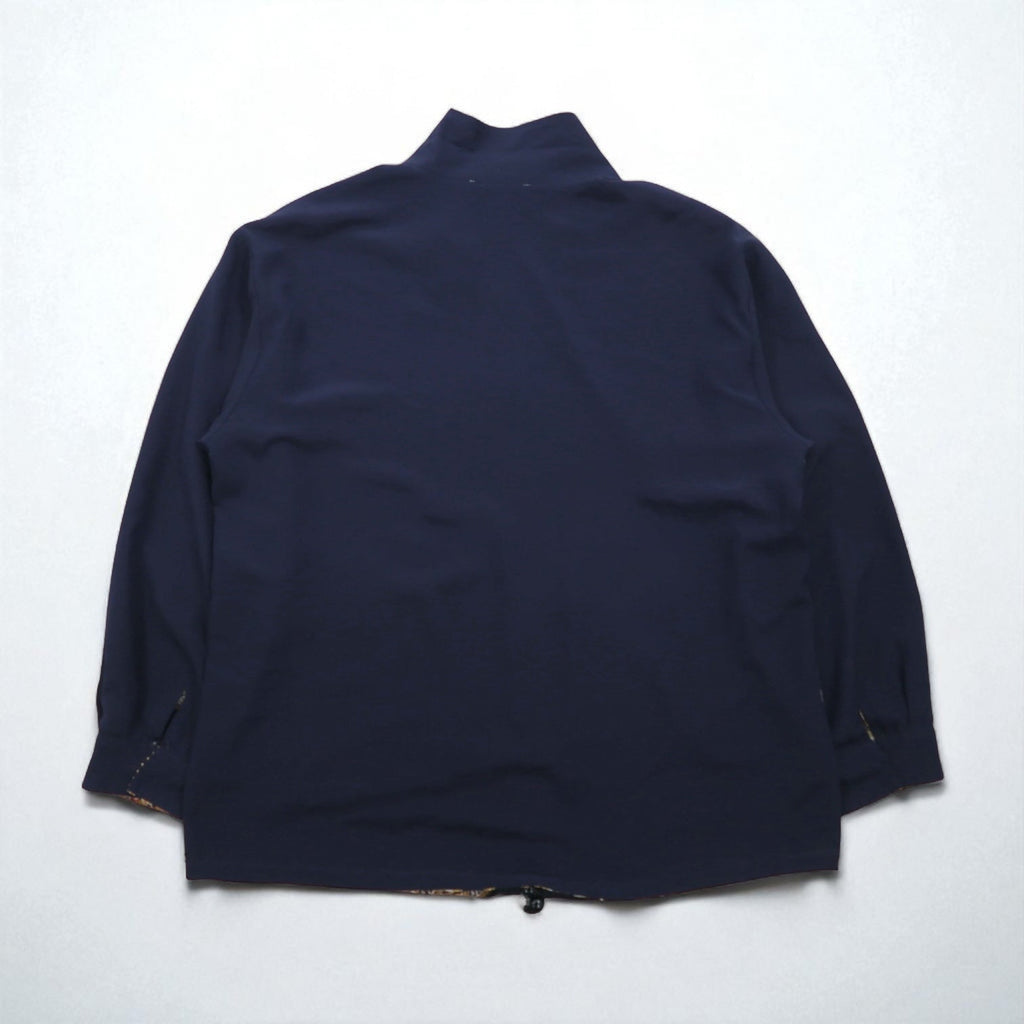 90s Vintage Reversible Satin Jacket リバーシブル サテンジャケット XL ネイビー 総柄 スカーフ ペイズリー柄