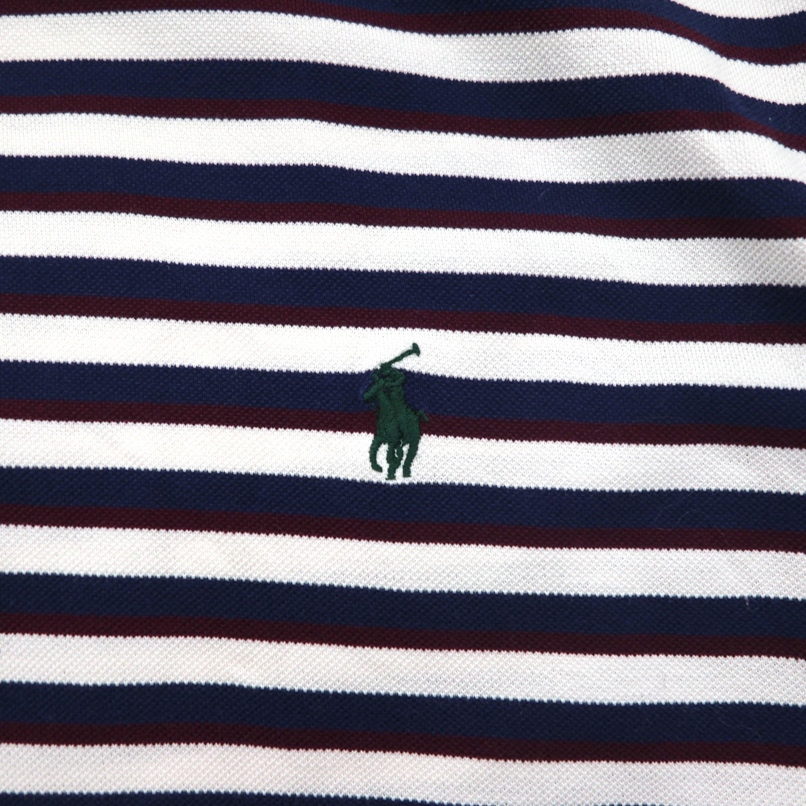 Polo by Ralph Lauren anni '90, polo a righe in cotone Pima, taglia XL, bianca e blu navy, ricamo piccolo pony