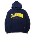 RUSSELL ATHLETIC Anni '90 College Felpa con cappuccio M Blu navy Cotone CLARION UNIVERSITY Made in Mexico