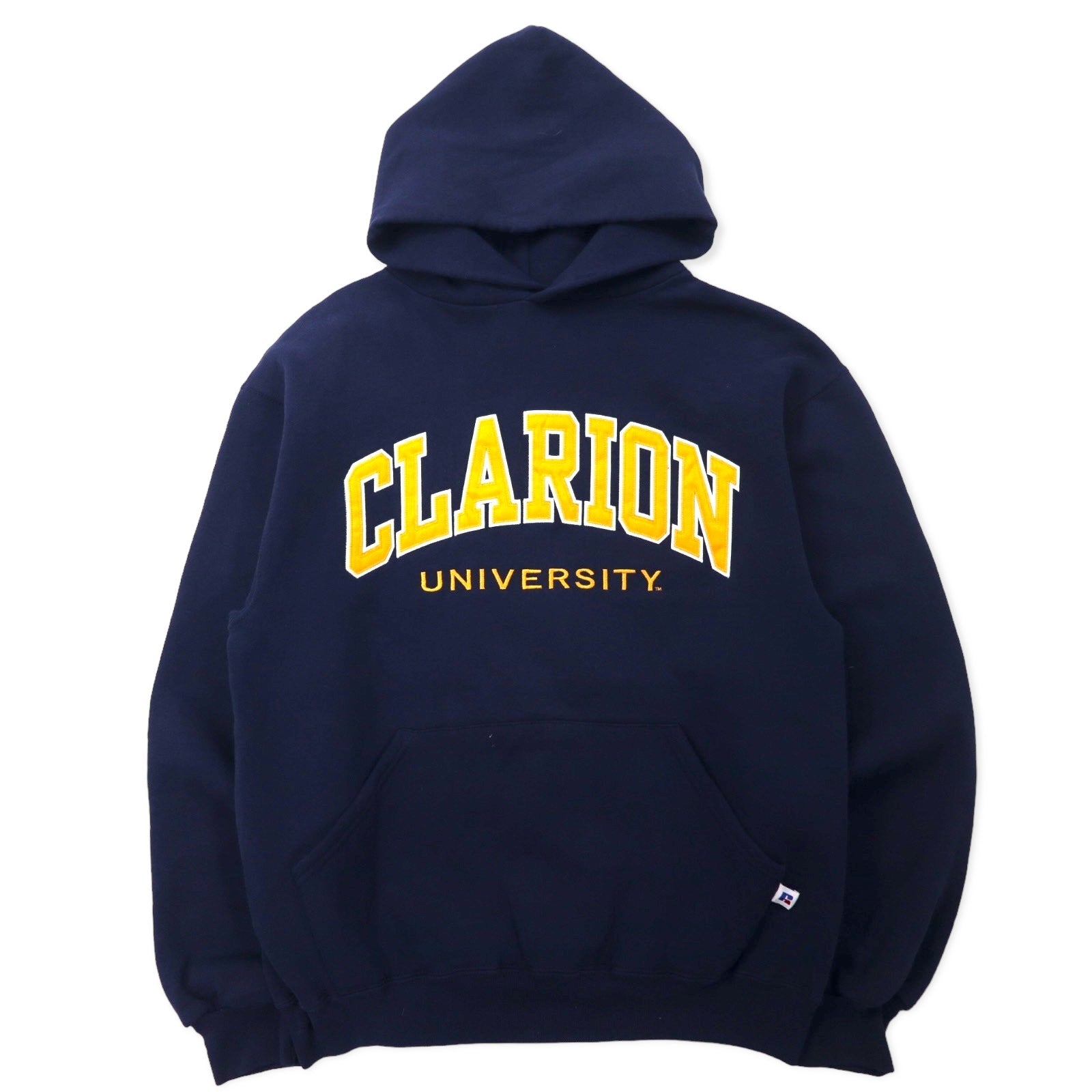 RUSSELL ATHLETIC Anni '90 College Felpa con cappuccio M Blu navy Cotone CLARION UNIVERSITY Made in Mexico