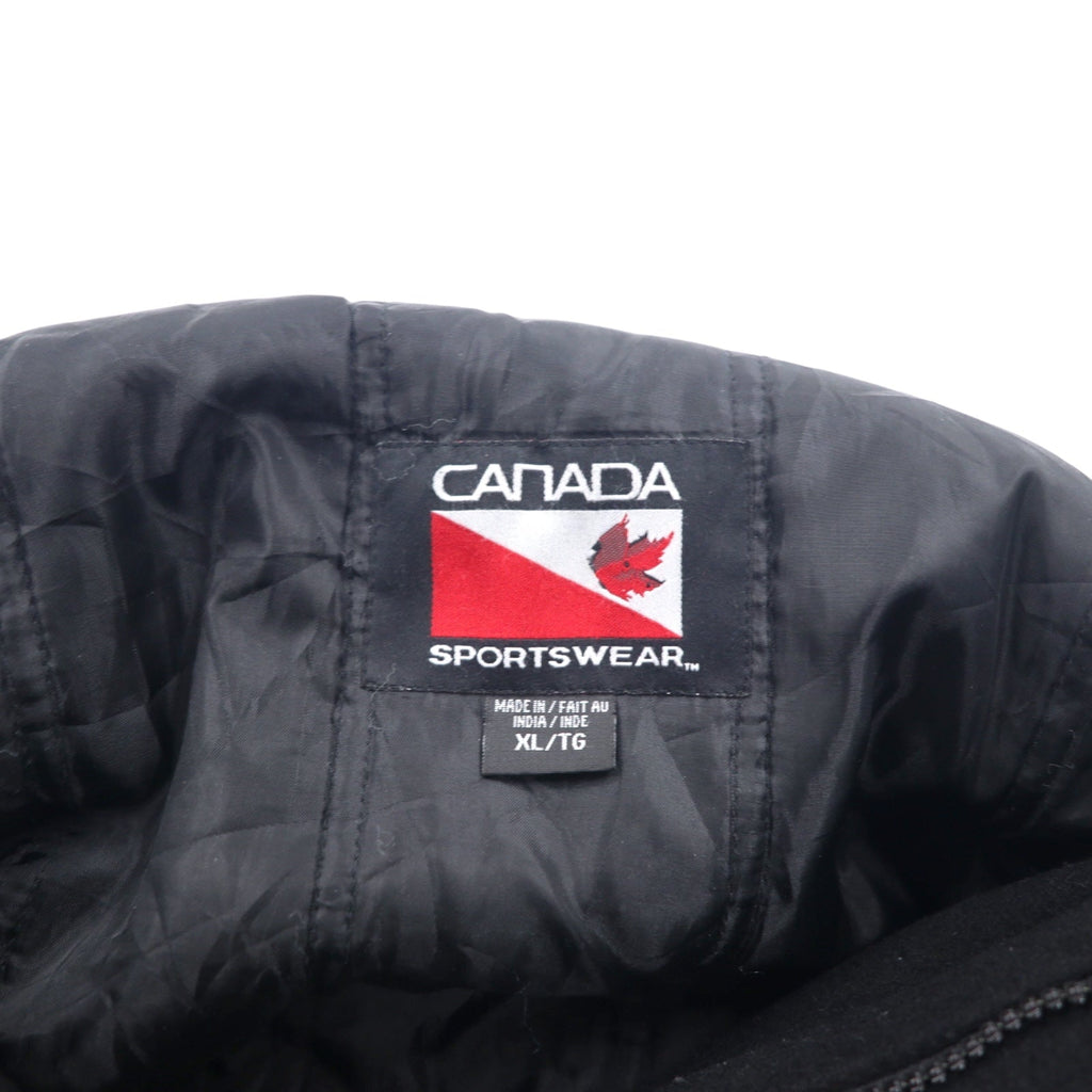 90年代 CANADA SPORTS WEAR レザー切替 メルトン スタジャン XL ブラック  ウール Canadian Natural ロゴ刺繍