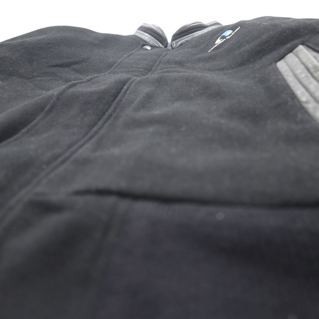 90年代 CANADA SPORTS WEAR レザー切替 メルトン スタジャン XL ブラック  ウール Canadian Natural ロゴ刺繍