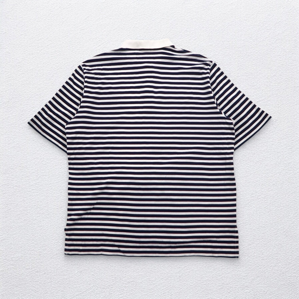 Polo by Ralph Lauren 90年代 ピマコットン ボーダー ポロシャツ XL ホワイト ネイビー スモールポニー刺繍