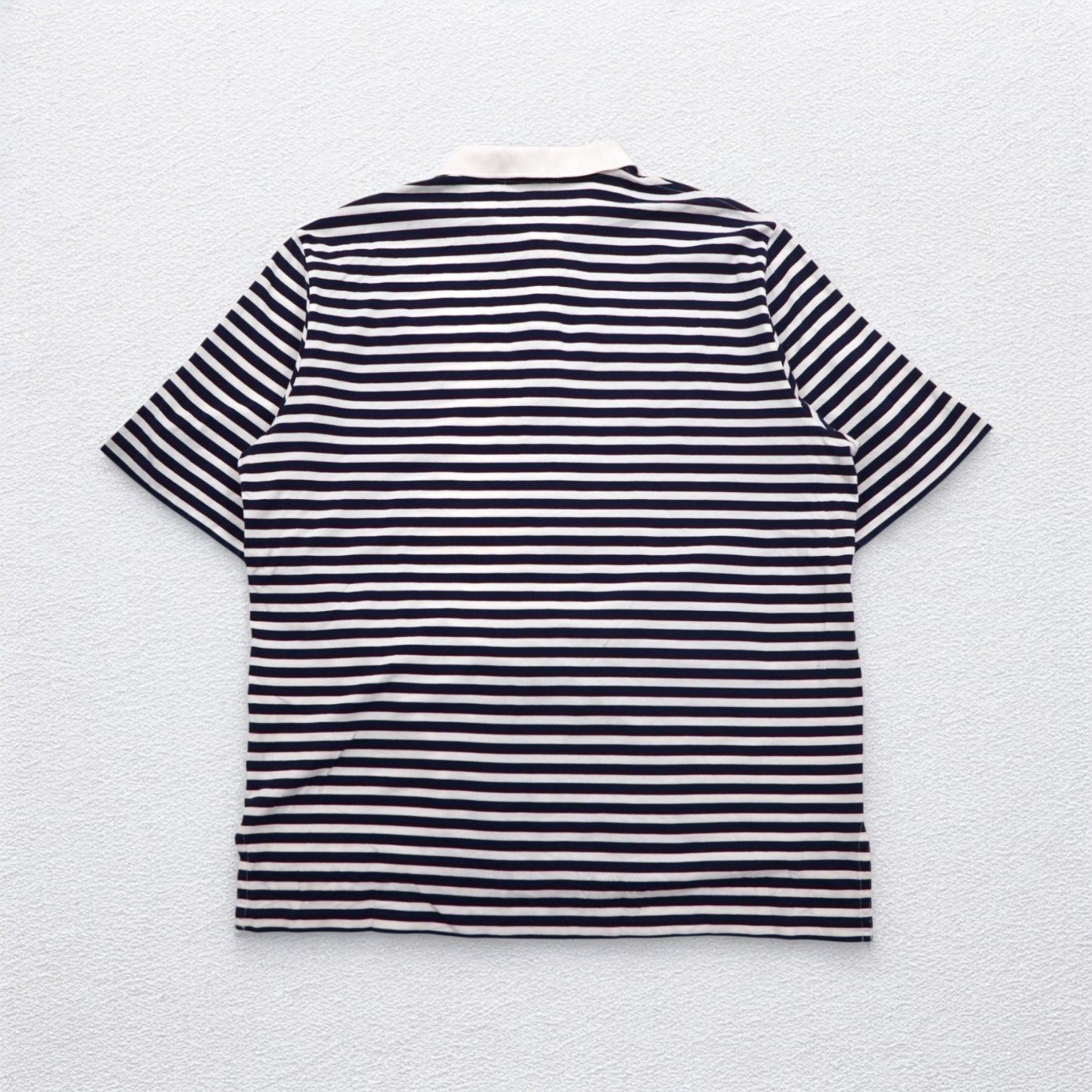 Polo by Ralph Lauren anni '90, polo a righe in cotone Pima, taglia XL, bianca e blu navy, ricamo piccolo pony