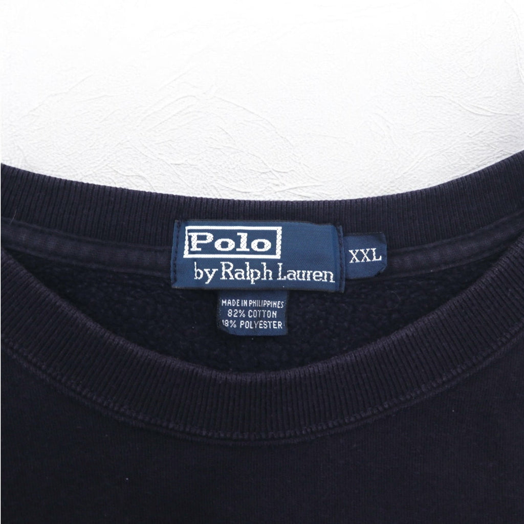 Polo by Ralph Lauren 90年代 クルーネック スウェット 2XL ネイビー 裏起毛 スモールポニー刺繍