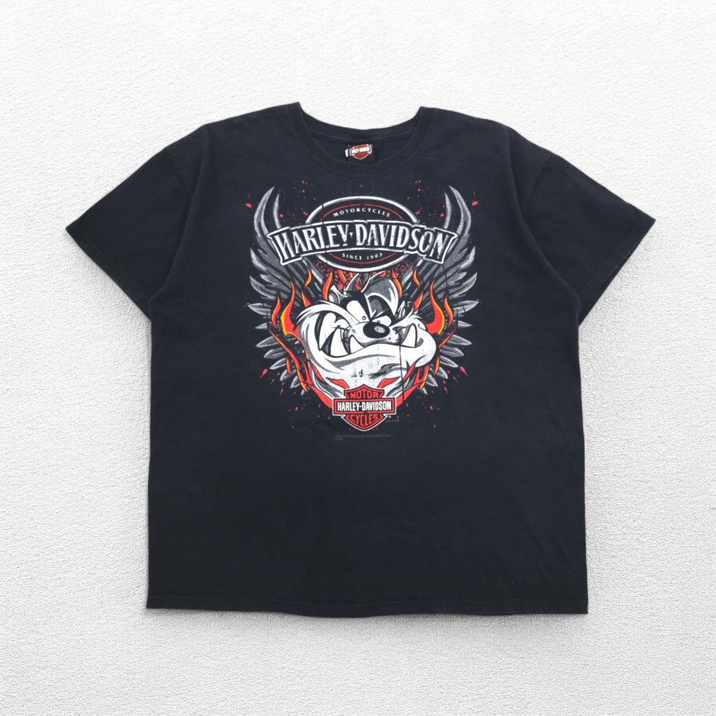 HARLEY DAVIDSON × Warner Bros. Looney Tunes T-shirt 2XL Nera Stampa Grafica diavolo della Tasmania DILLON BROTHERS Made in Honduras