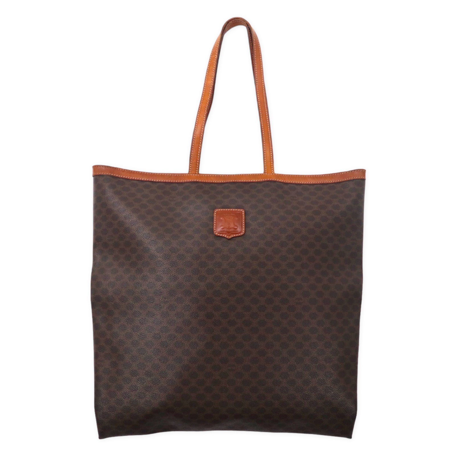 CELINE borsa tote marrone fantasia Macadam PVC pelle JMB12 vintage made in Italy