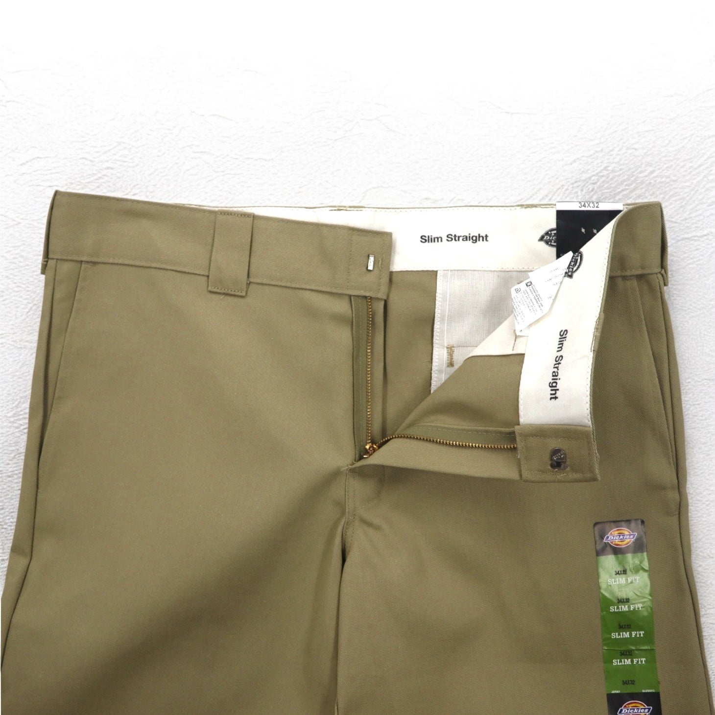 Dickies Pantaloni Chino da Lavoro L Beige Slim Straight WP873KH Honduras Nuovo con etichette