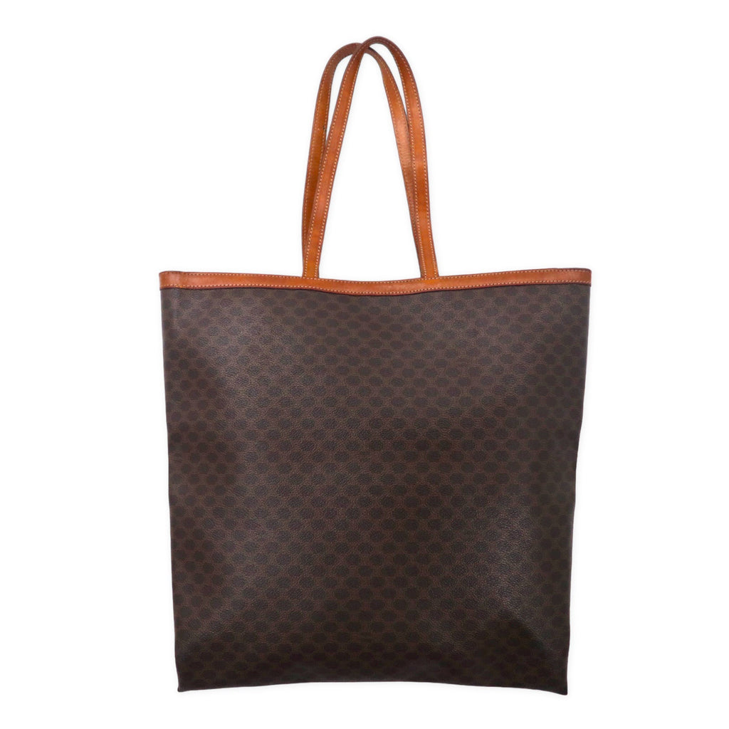 CELINE borsa tote marrone fantasia Macadam PVC pelle JMB12 vintage made in Italy