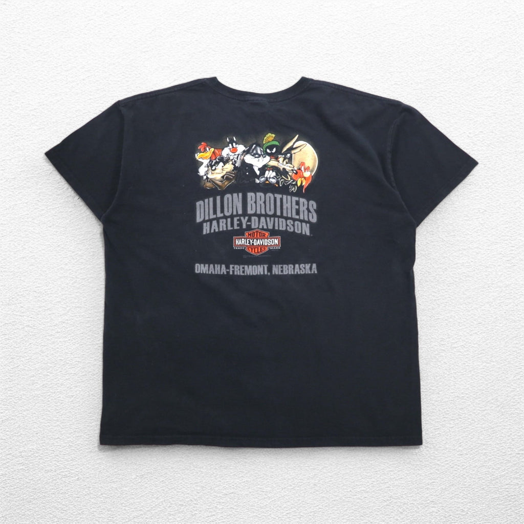 HARLEY DAVIDSON × Warner Bros. Looney Tunes T-shirt 2XL Nera Stampa Grafica diavolo della Tasmania DILLON BROTHERS Made in Honduras