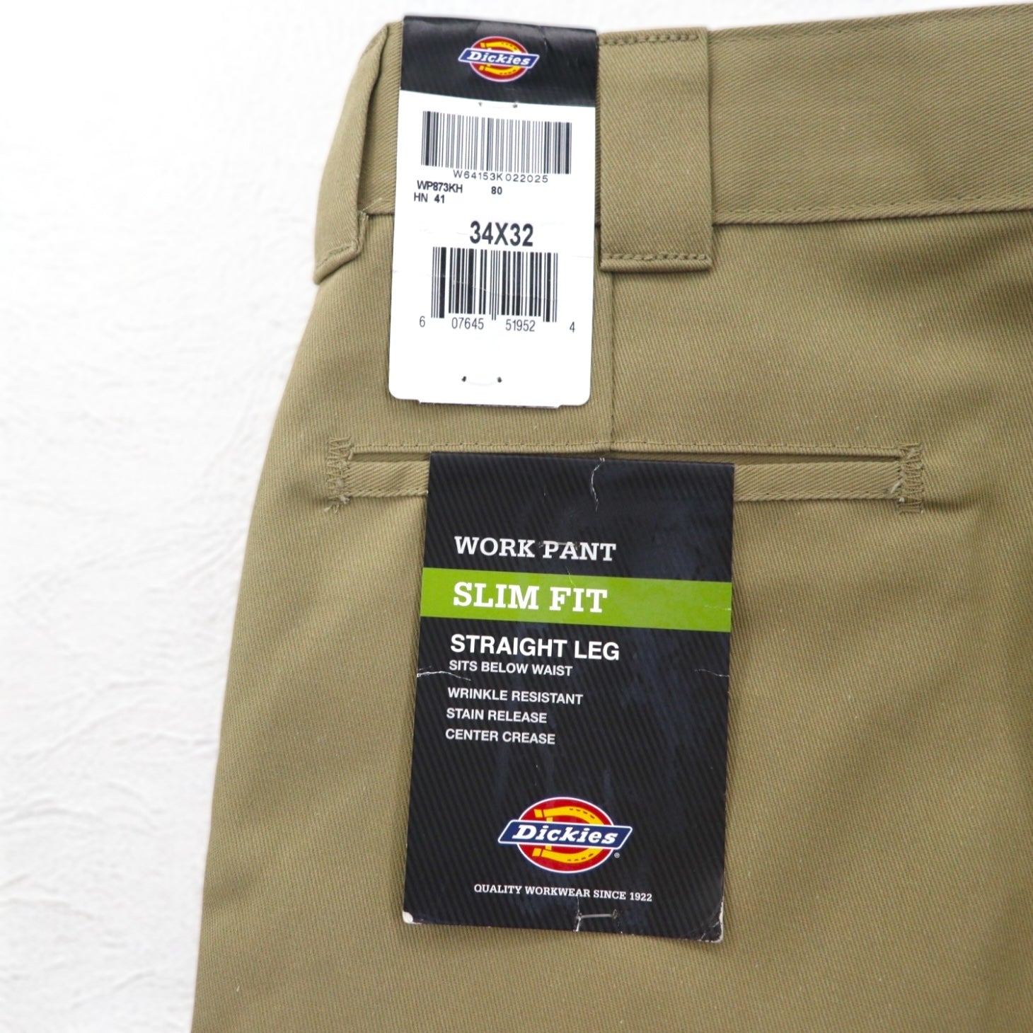 Dickies Pantaloni Chino da Lavoro L Beige Slim Straight WP873KH Honduras Nuovo con etichette