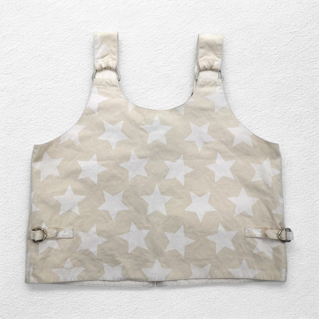 AiE (Nepenthes) USA Dsd Vest - 9oz Star M Cream fantasia a stelle tasche doppia cerniera
