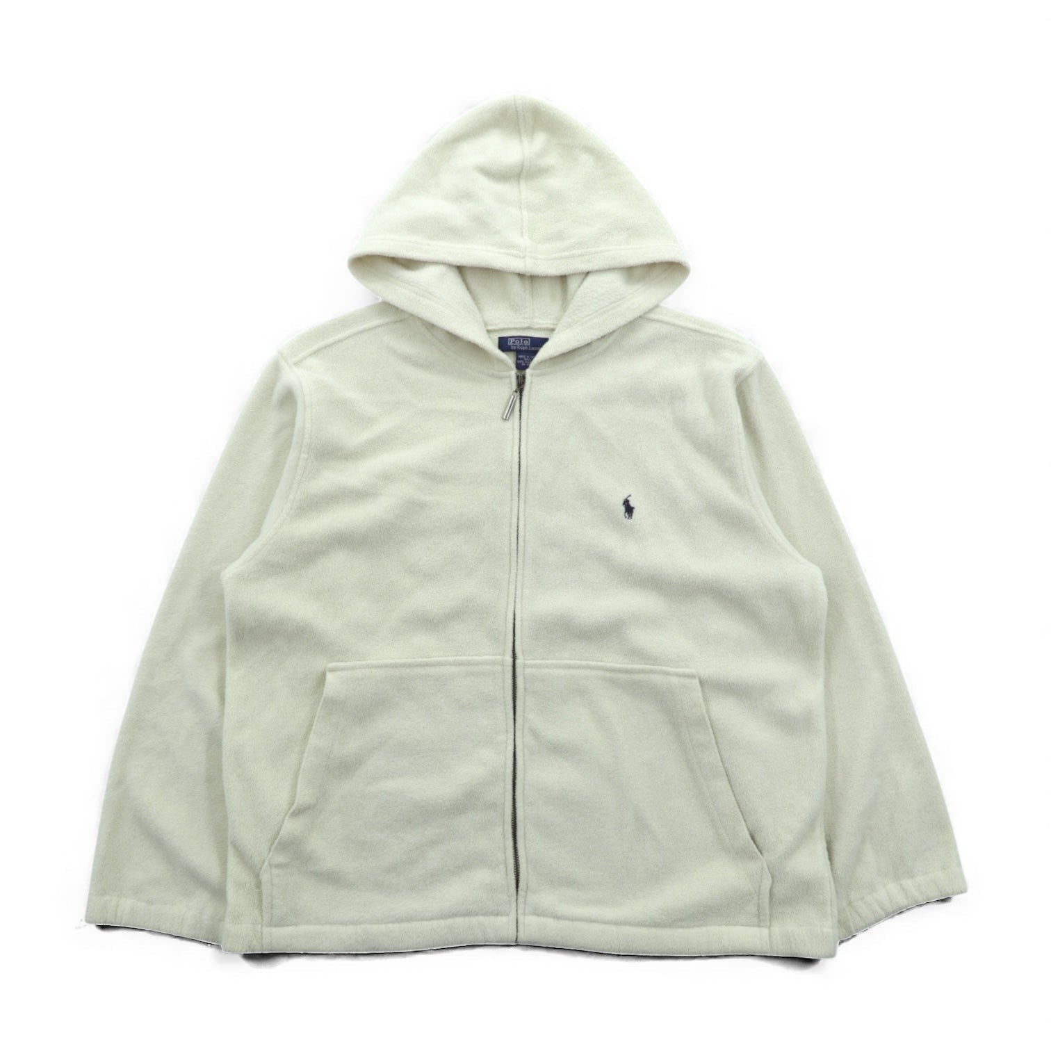 Polo Ralph Lauren 90年代 ジップパーカー フリースジャケット M ホワイト スモールポニー刺繍