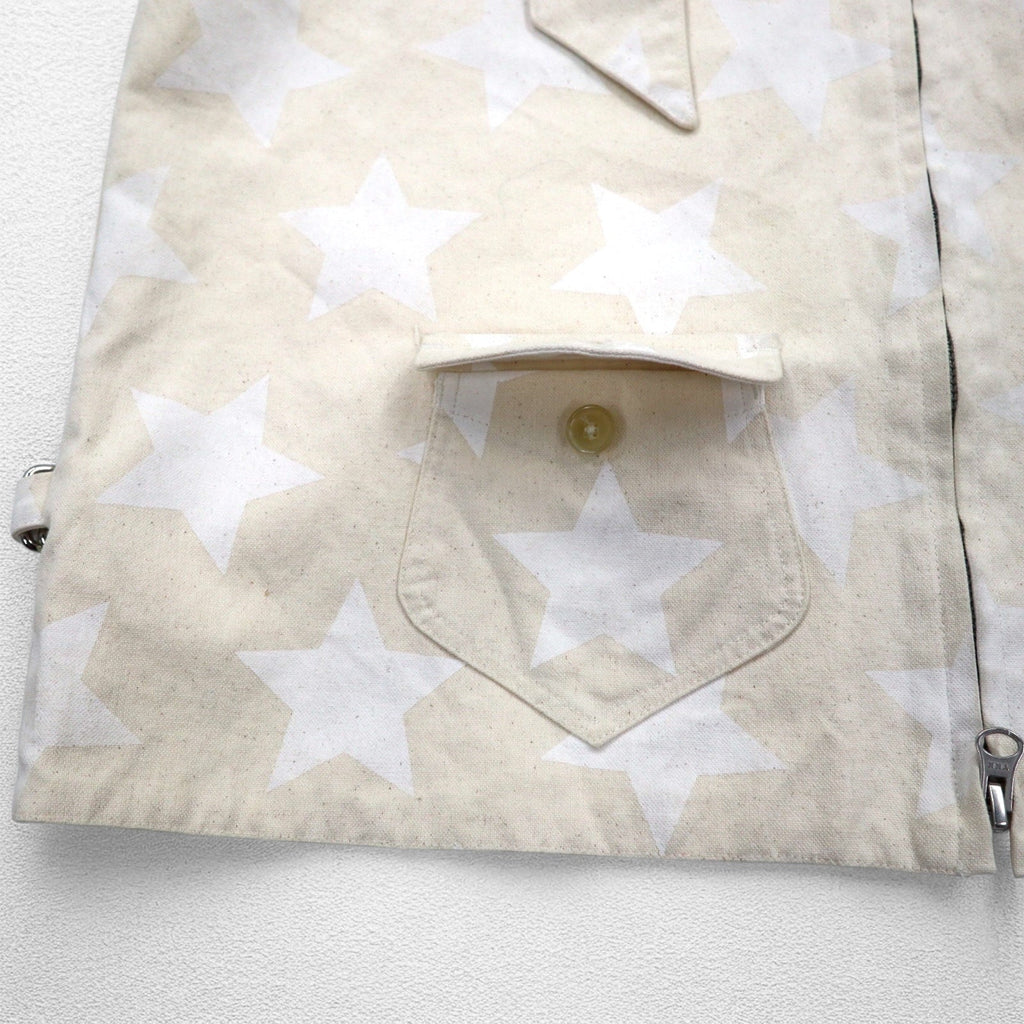 AiE (Nepenthes) USA Dsd Vest - 9oz Star M Cream fantasia a stelle tasche doppia cerniera