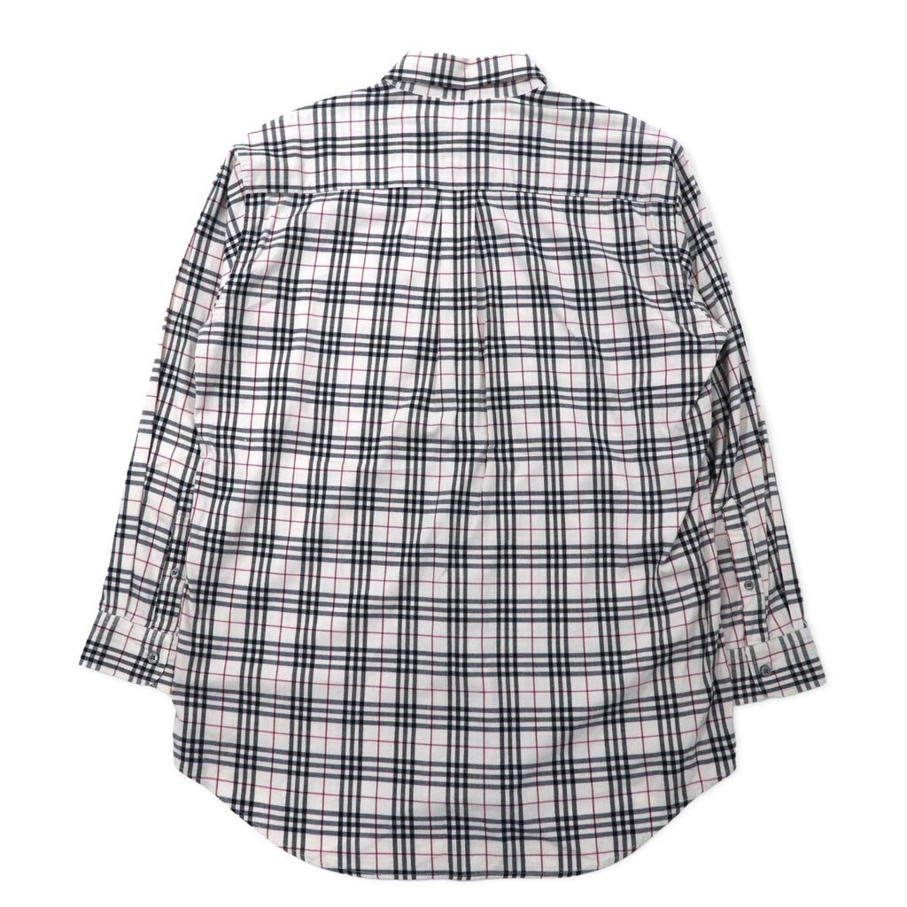 BURBERRY Camicia button-down Nova Check M bianca cotone stretch con logo ricamato